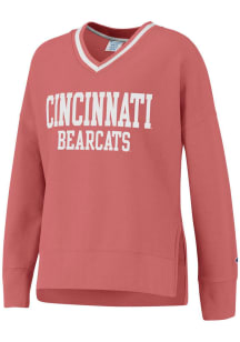 Champion Cincinnati Bearcats Womens Pink Vintage Wash Reverse Weave Crew Sweatshirt