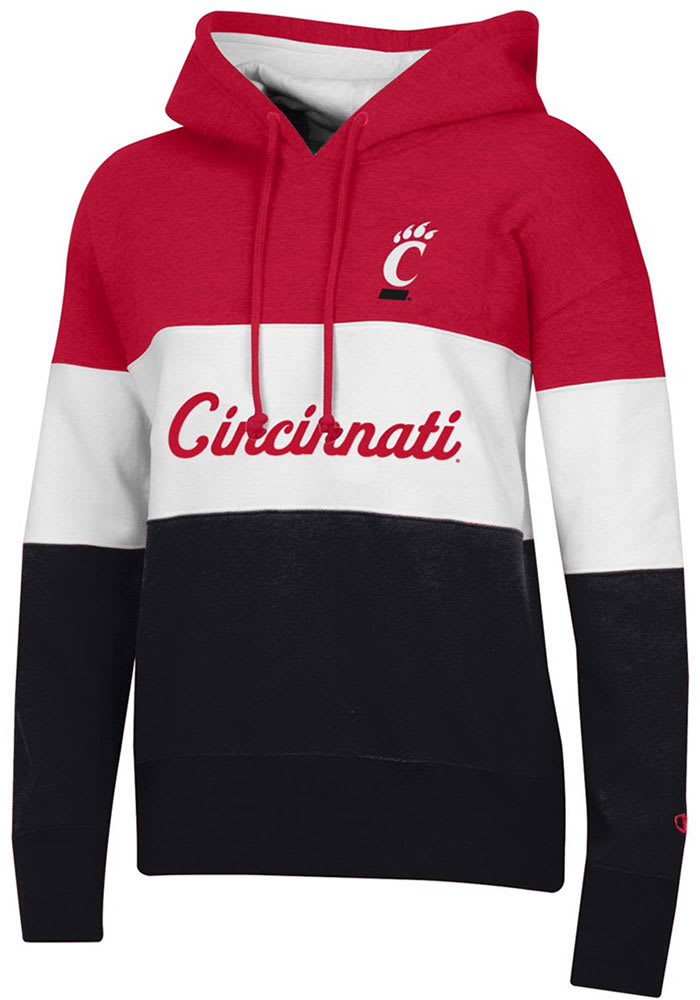 Champion Cincinnati Bearcats Womens Red Colorblock Hooded Sweatshirt