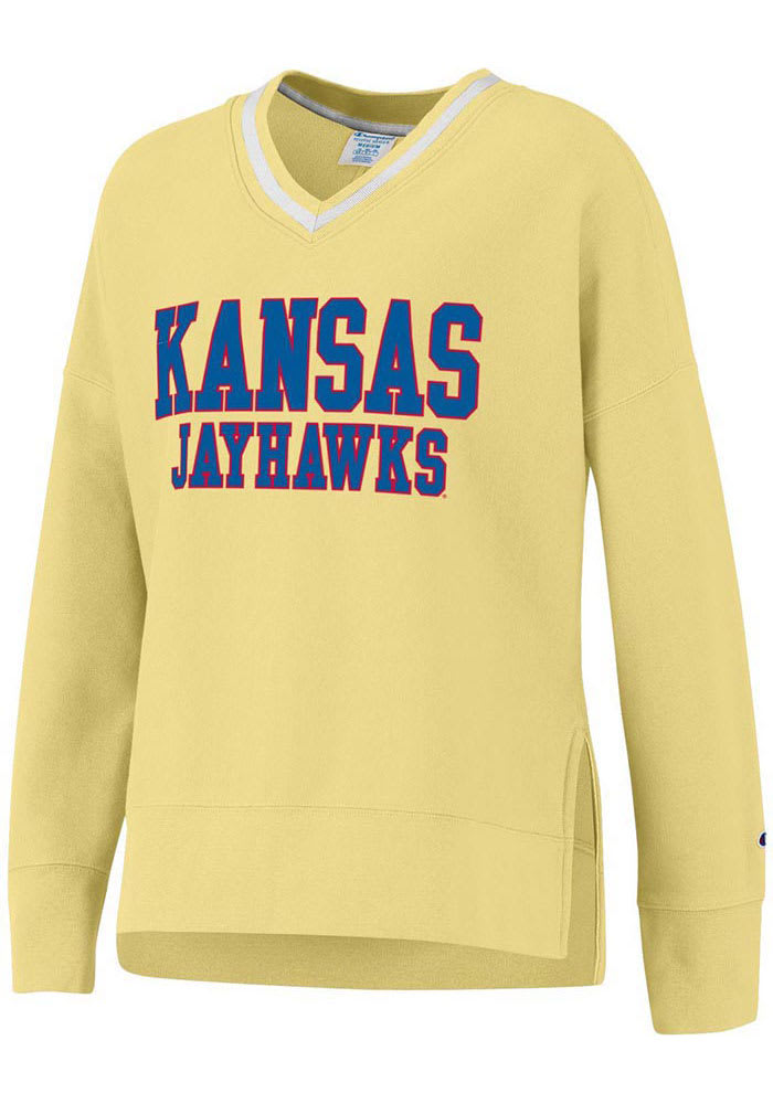 Women's Gameday Couture White Kansas Jayhawks Drop Shoulder Fleece Pullover Sweatshirt