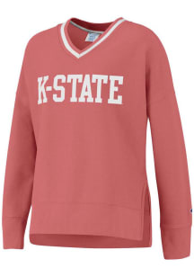 Champion K-State Wildcats Womens Pink Vintage Wash Reverse Weave Crew Sweatshirt