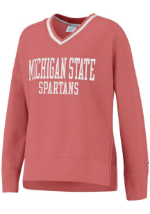 Champion Michigan State Spartans Womens Pink Vintage Wash Reverse Weave Crew Sweatshirt