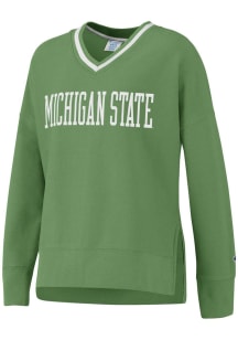 Champion Michigan State Spartans Womens Green Vintage Wash Reverse Weave Crew Sweatshirt