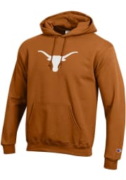 Champion Texas Longhorns Mens Burnt Orange Powerblend Logo Twill Long Sleeve Hoodie