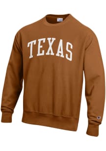 Champion Texas Longhorns Mens Burnt Orange Reverse Weave Arch Name Long Sleeve Crew Sweatshirt