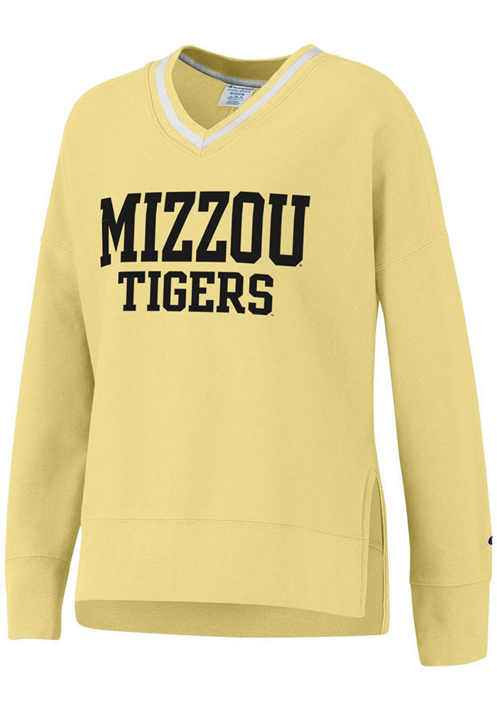 Missouri Tigers Champion Crew Sweatshirt Womens BUTTER Vintage Wash ...