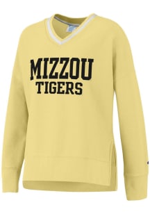 Champion Missouri Tigers Womens Yellow Vintage Wash Reverse Weave Crew Sweatshirt