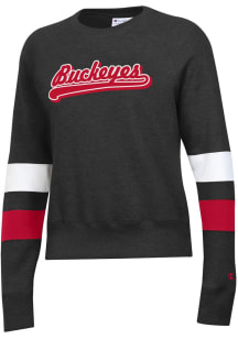Champion Ohio State Buckeyes Womens Black Sleeve Blocked Crew Sweatshirt