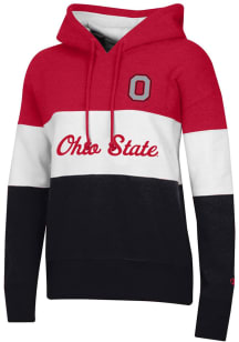 Champion Ohio State Buckeyes Womens Red Colorblock Hooded Sweatshirt