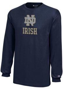 Champion Notre Dame Fighting Irish Youth Navy Blue Primary Logo Long Sleeve T-Shirt