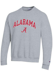 Champion Alabama Crimson Tide Mens Grey Arch Mascot Long Sleeve Crew Sweatshirt