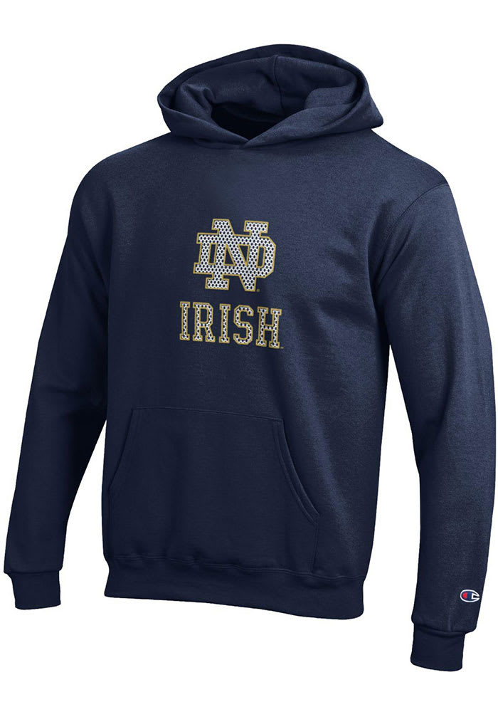Champion Notre Dame Fighting Irish Youth Navy Blue Primary Logo Long Sleeve Hoodie