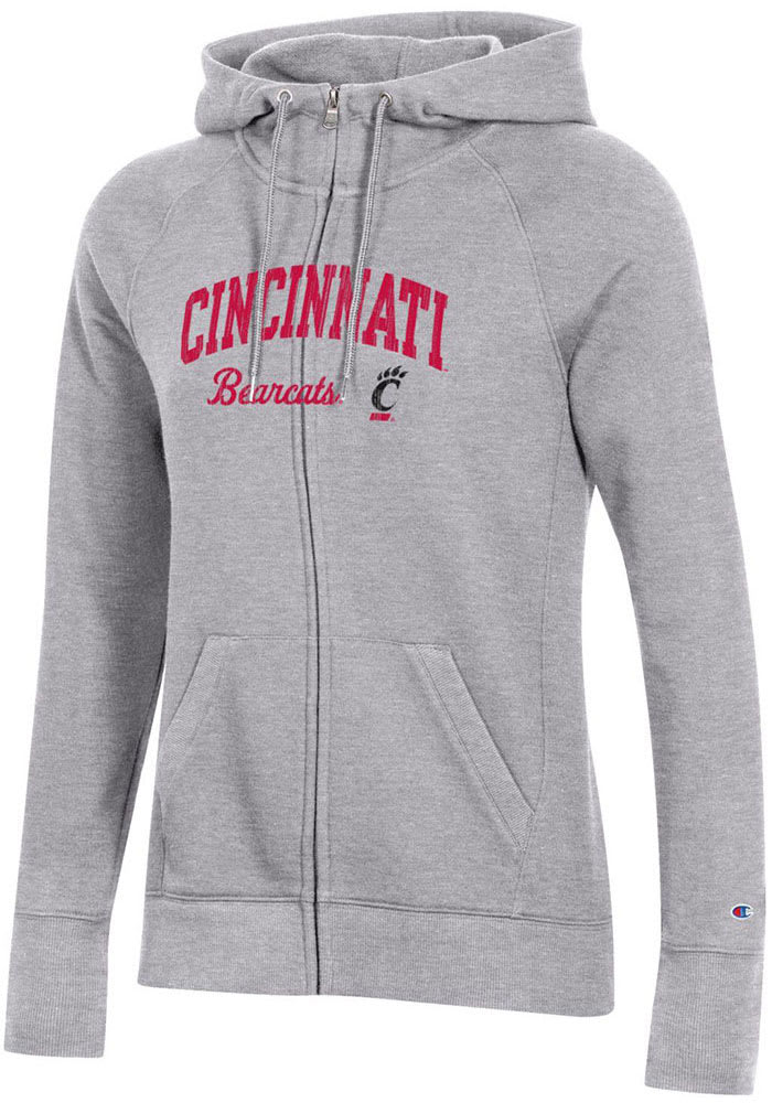 Champion Cincinnati Bearcats Womens Grey University 2.0 Long Sleeve Full Zip Jacket