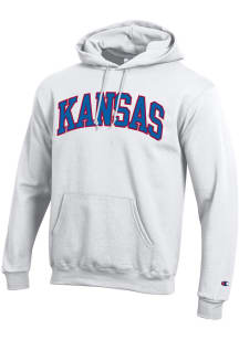 Champion Kansas Jayhawks Mens White Arch Twill Long Sleeve Hoodie