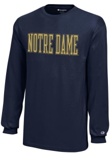 Champion Notre Dame Fighting Irish Youth Navy Blue Wordmark Long Sleeve T-Shirt