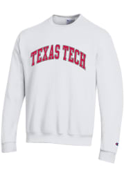 Champion Texas Tech Red Raiders Mens White Arch Name Long Sleeve Crew Sweatshirt