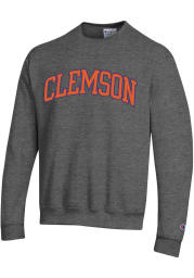 Champion Clemson Tigers Mens Charcoal Arch Tackle Long Sleeve Crew Sweatshirt