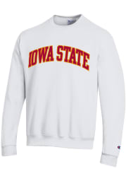 Champion Iowa State Cyclones Mens White Powerblend Twill Long Sleeve Crew Sweatshirt