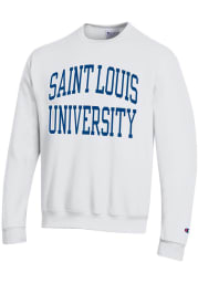 Champion Saint Louis Billikens Mens White Arch Mascot Long Sleeve Crew Sweatshirt