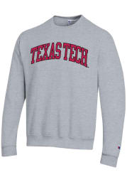 Champion Texas Tech Red Raiders Mens Grey Arch Name Long Sleeve Crew Sweatshirt
