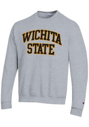 Champion Wichita State Shockers Mens Grey Arch Name Long Sleeve Crew Sweatshirt