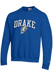 Champion Drake Bulldogs Mens Blue Arch Mascot Long Sleeve Crew Sweatshirt