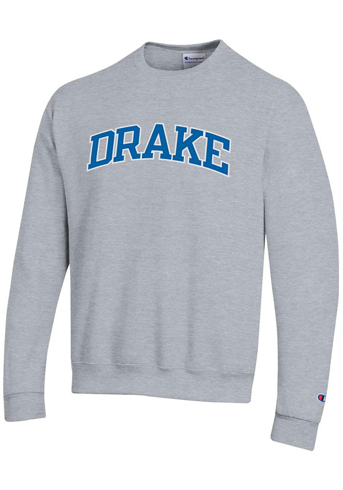 Champion Drake Bulldogs Mens Grey Twill Powerblend Long Sleeve Crew Sweatshirt