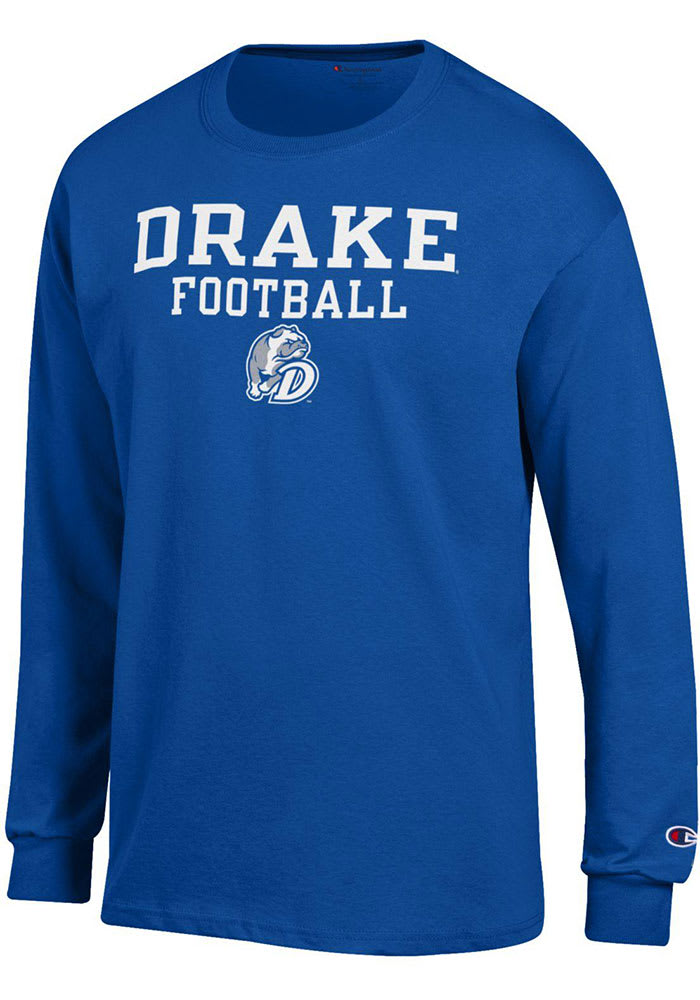 Champion Drake Bulldogs Blue Football Long Sleeve T Shirt