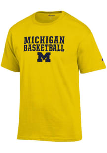 Champion Michigan Wolverines Yellow BASKETBALL Short Sleeve T Shirt