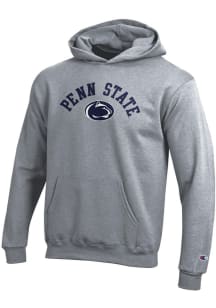 Youth Penn State Nittany Lions Grey Champion Arch Mascot Long Sleeve Hooded Sweatshirt