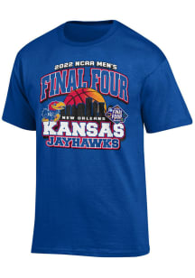 Champion Kansas Jayhawks Blue 2022 Final Four Desert Ball Short Sleeve T Shirt