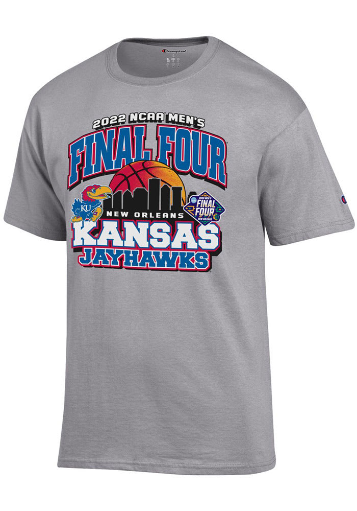 Champion Kansas Jayhawks Grey 2022 Final Four Desert Ball Short Sleeve T Shirt