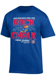Champion Kansas Jayhawks Blue 2022 Final Four Rock Chalk Short Sleeve T Shirt
