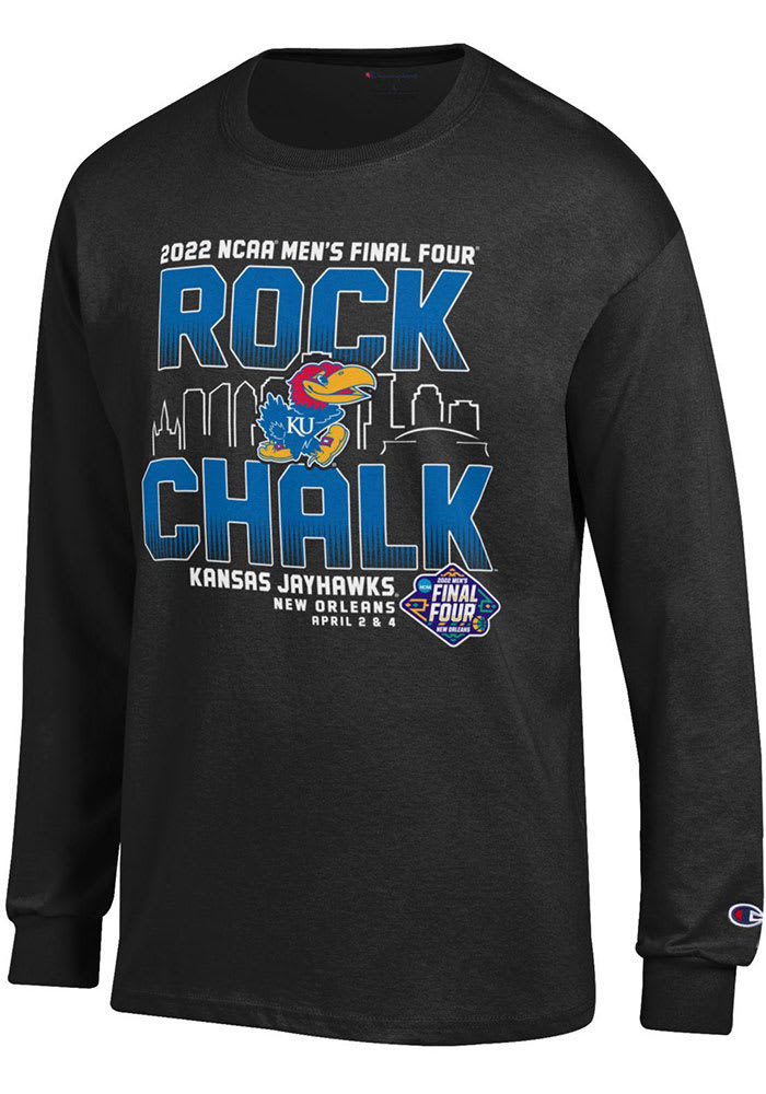 Champion Kansas Jayhawks Black 2022 Final Four Rock Chalk Long Sleeve T Shirt
