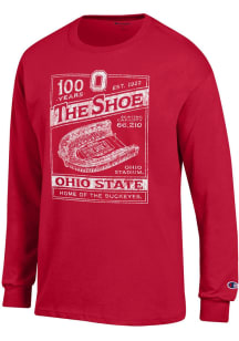 Champion Ohio State Buckeyes Red Ohio Stadium 100 Years Long Sleeve T Shirt