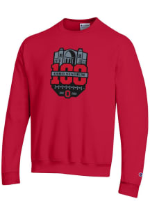 Champion Ohio State Buckeyes Mens Red Ohio Stadium 100 Years Long Sleeve Crew Sweatshirt