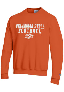 Champion Oklahoma State Cowboys Mens Orange Primary Team Football Long Sleeve Crew Sweatshirt