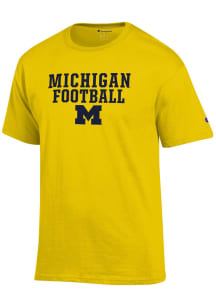 Champion Michigan Wolverines Yellow FOOTBALL Short Sleeve T Shirt