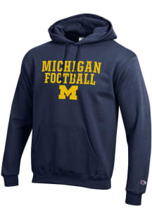 Mens Michigan Wolverines Navy Blue Champion FOOTBALL Hooded Sweatshirt