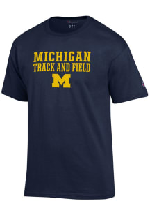 Champion Michigan Wolverines Navy Blue TRACK AND FIELD Short Sleeve T Shirt