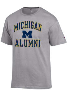 Champion Michigan Wolverines Grey ARCH LOGO ALUMNI Short Sleeve T Shirt