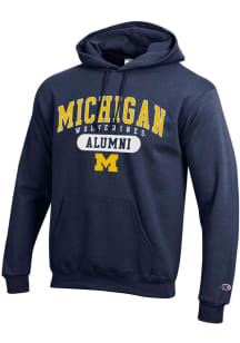 Mens Michigan Wolverines Navy Blue Champion ALUMNI PILL Hooded Sweatshirt