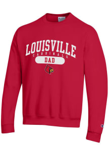 Champion Louisville Cardinals Mens Red DAD PILL Long Sleeve Crew Sweatshirt