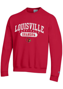 Champion Louisville Cardinals Mens Red GRANDPA PILL Long Sleeve Crew Sweatshirt