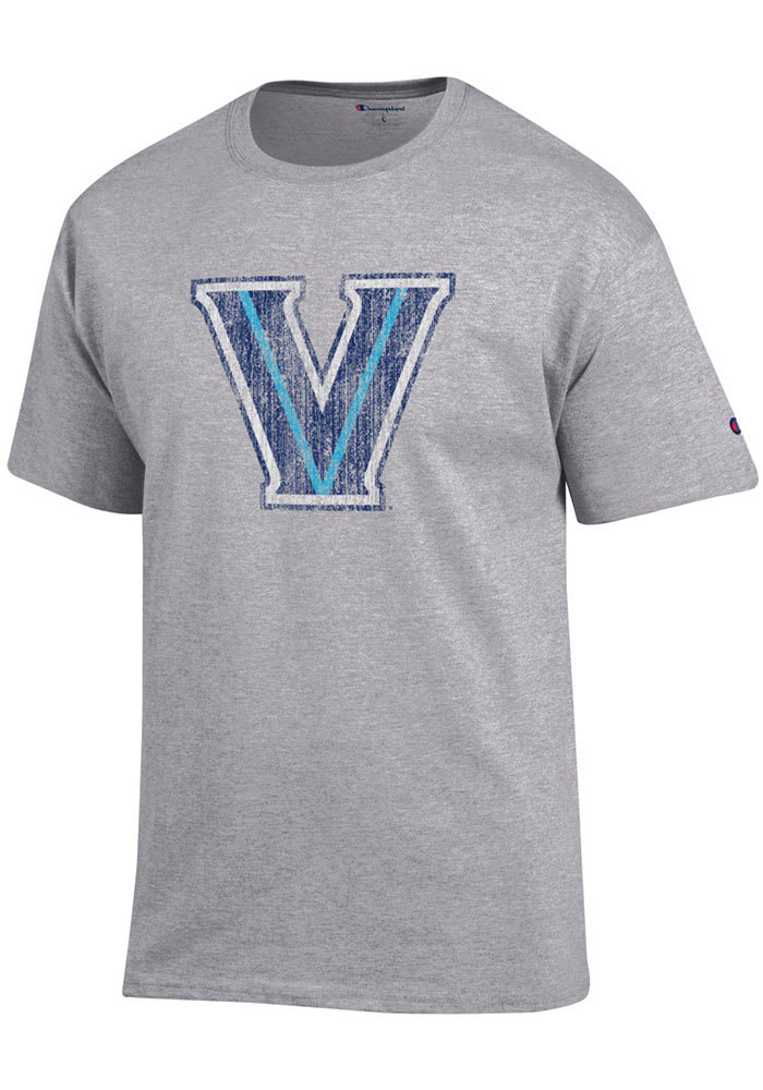 Champion Villanova Wildcats Grey Distressed Primary Logo Short Sleeve T Shirt