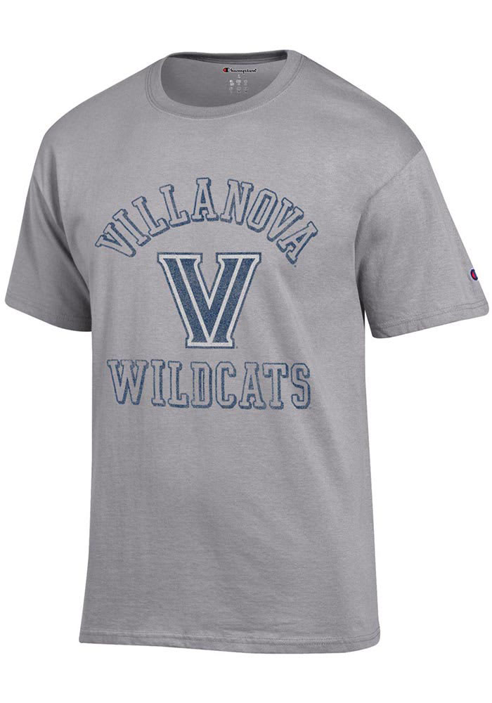 Champion Villanova Wildcats Grey # 1 Graphic Distressed Short Sleeve T Shirt