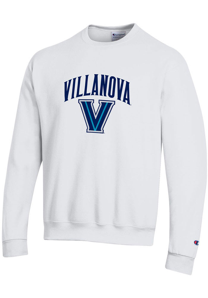 Champion Villanova Wildcats Mens White Arch Mascot Long Sleeve Crew Sweatshirt