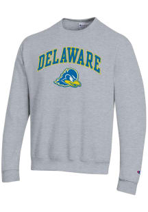 Champion Delaware Fightin' Blue Hens Mens Grey Arch Mascot Long Sleeve Crew Sweatshirt