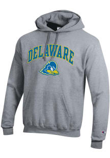 Champion Delaware Fightin' Blue Hens Mens Grey Arch Mascot Long Sleeve Hoodie