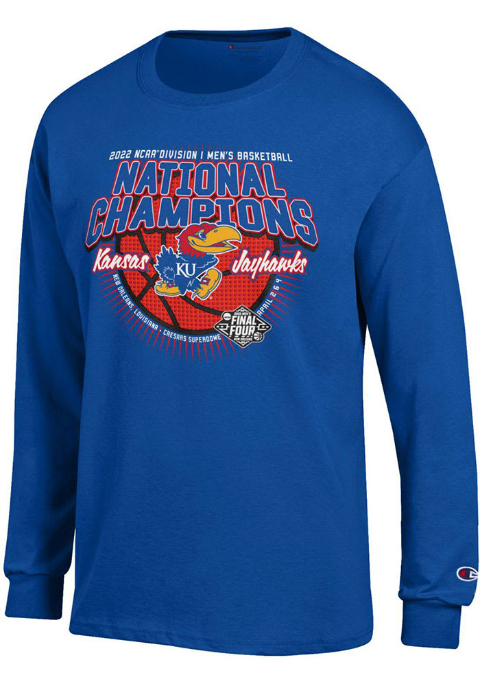 Champion Kansas Jayhawks Blue 2022 National Champions Ball Long Sleeve T Shirt