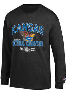 Champion Kansas Jayhawks Black 2022 National Champions Number One Long Sleeve T Shirt